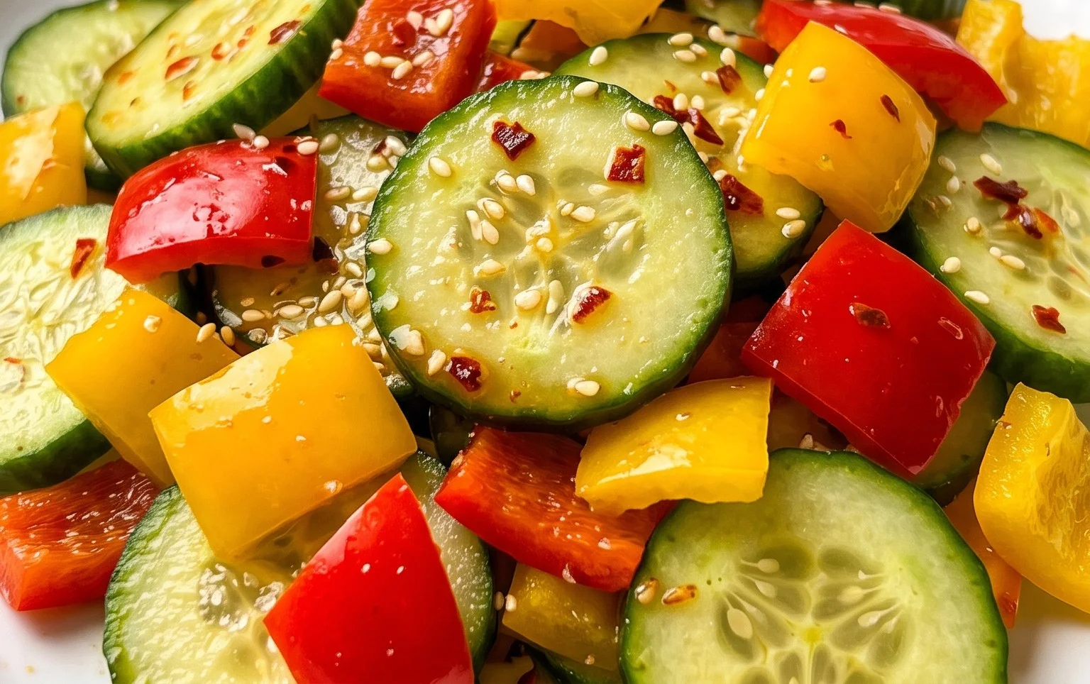 Viral TikTok Cucumber & Bell Pepper Salad