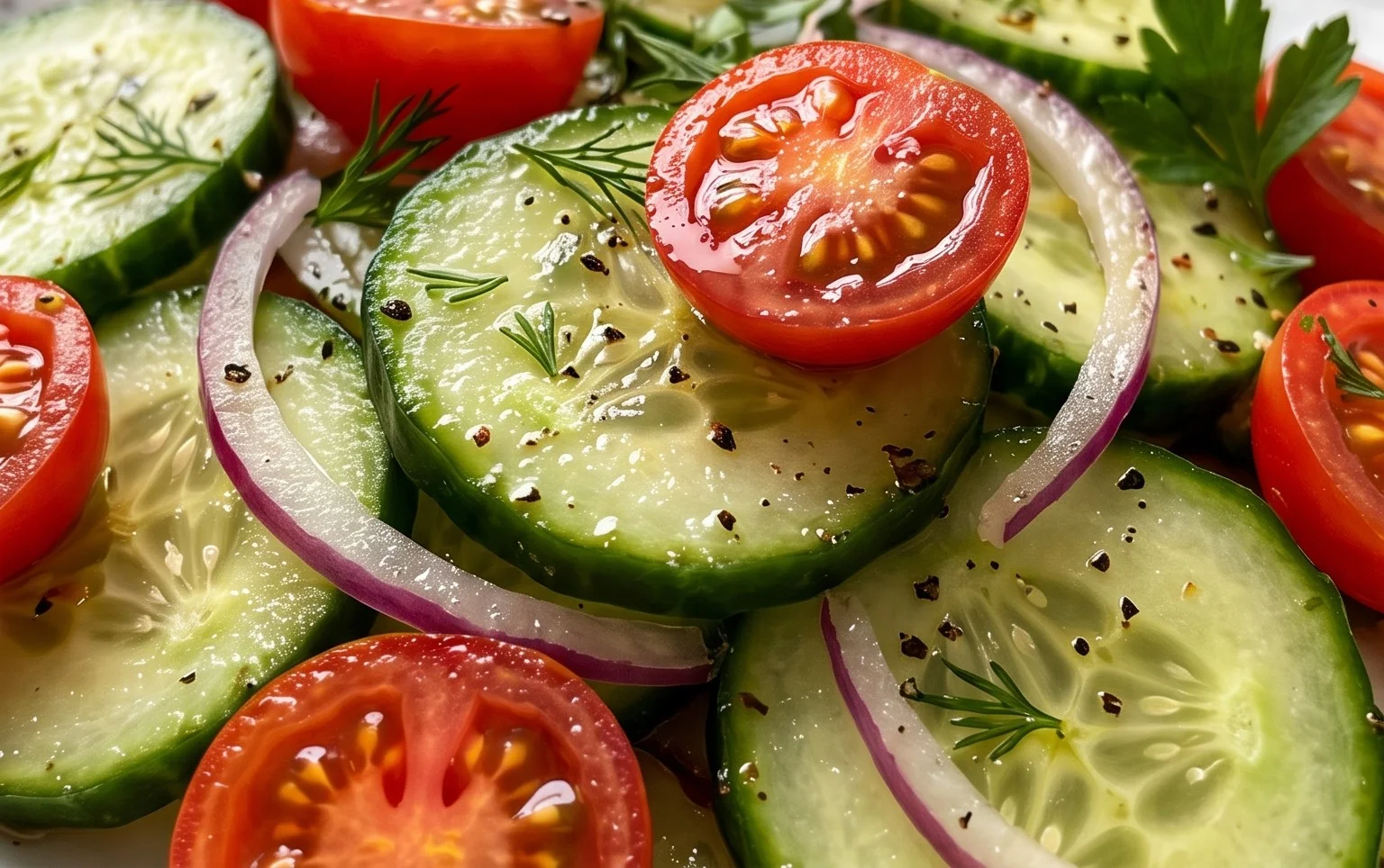 Marinated Cucumber, Tomato, and Onion Salad